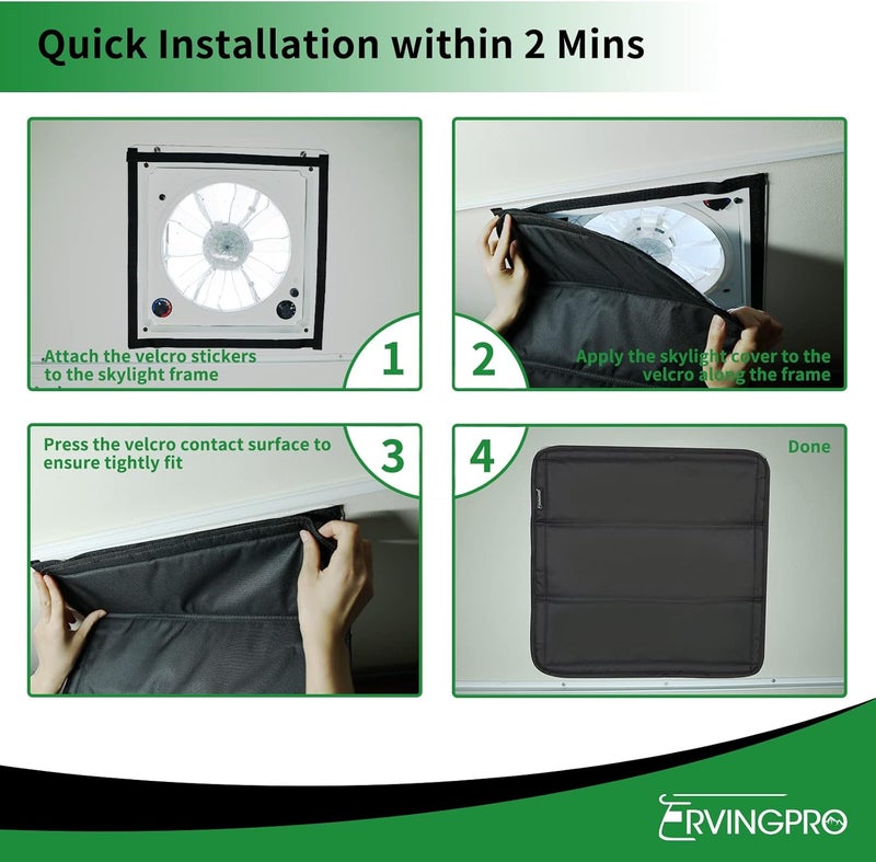 RVINGPRO Magnetic RV Skylight Shade 16"x16", Double-Side Foldable RV Vent Blackout Shade, Reflective Cover for Inside Camper, with Storage Bag, Black - Image 5